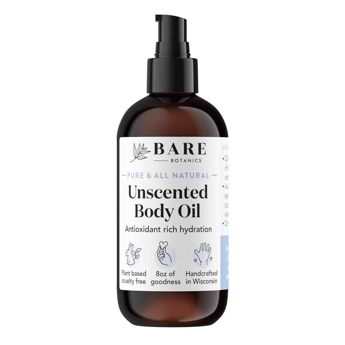 Bare Botanics Aceite Corporal sin fragancia para hidratación profunda de la piel.
