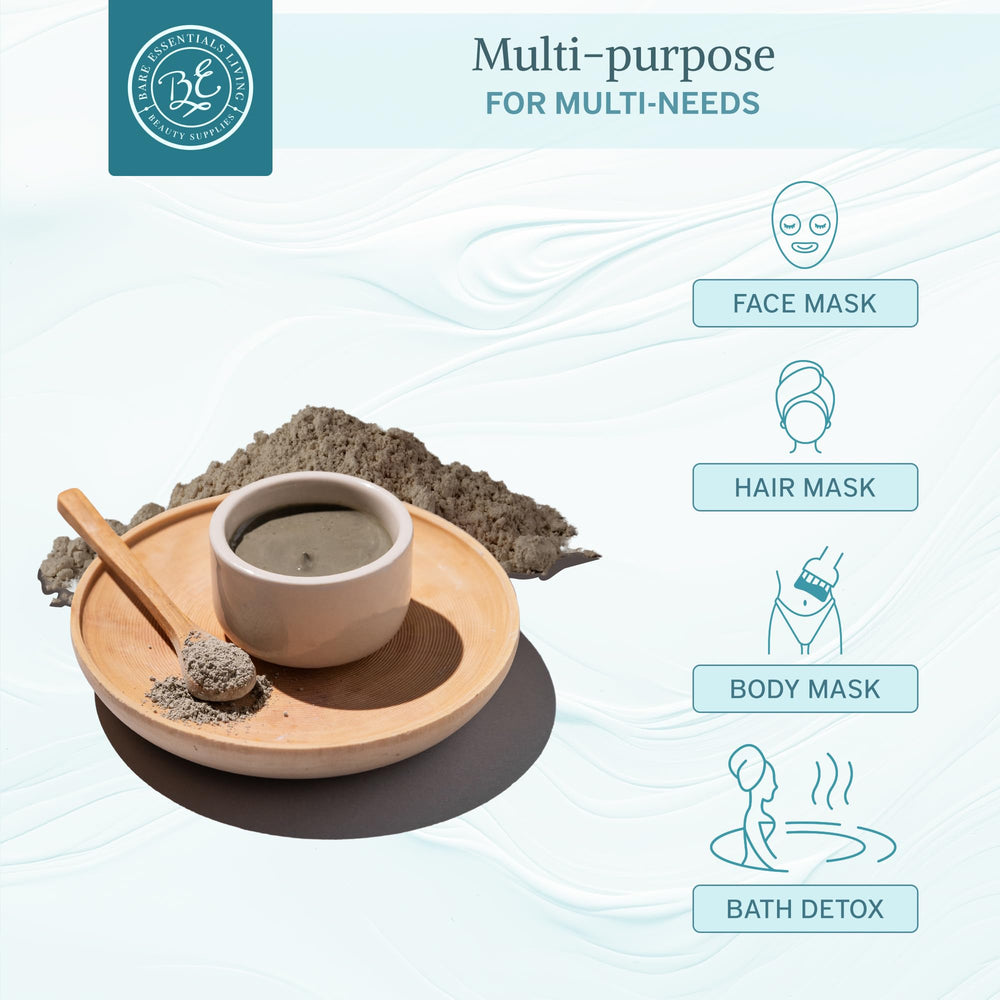 Bare Essentials Living DIY face mask with bentonite clay for oil balance.
