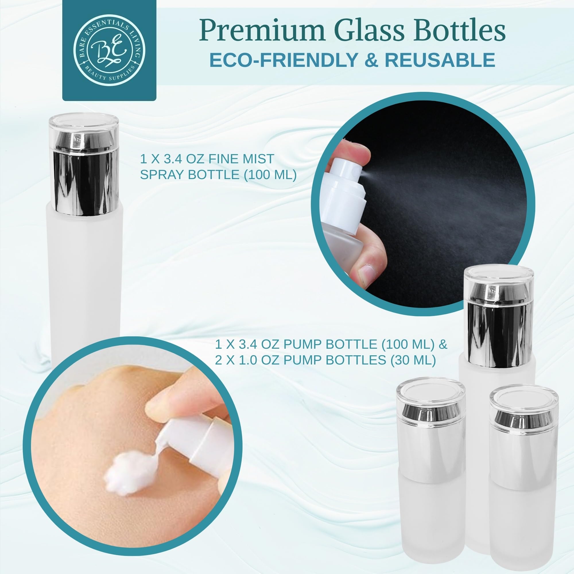 Bare Essentials Living 0.6 oz glass dropper bottle for serums and oils.