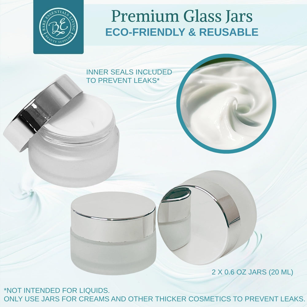 Bare Essentials Living 0.6 oz glass travel jars keep creams secure.