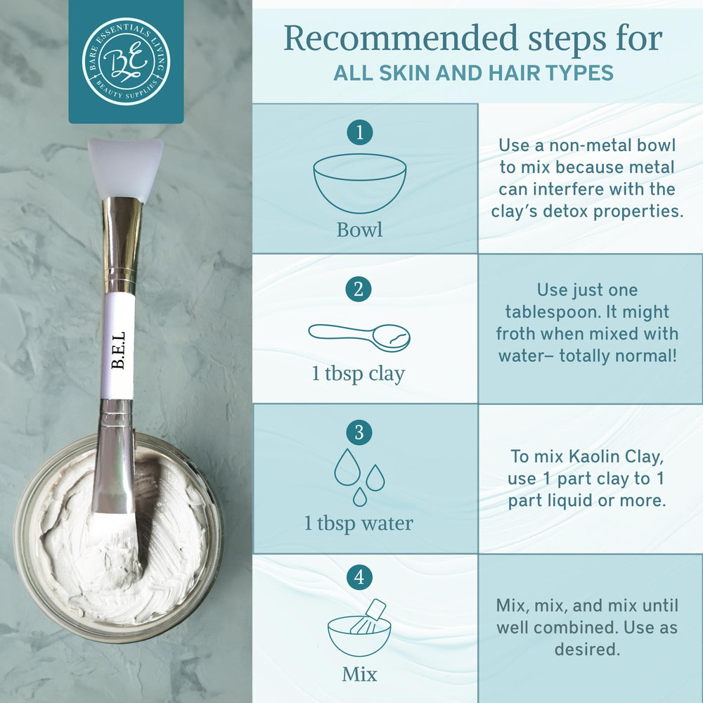 Bare Essentials Living Kaolin Blanco para desodorante natural, aplicación suave y piel fresca