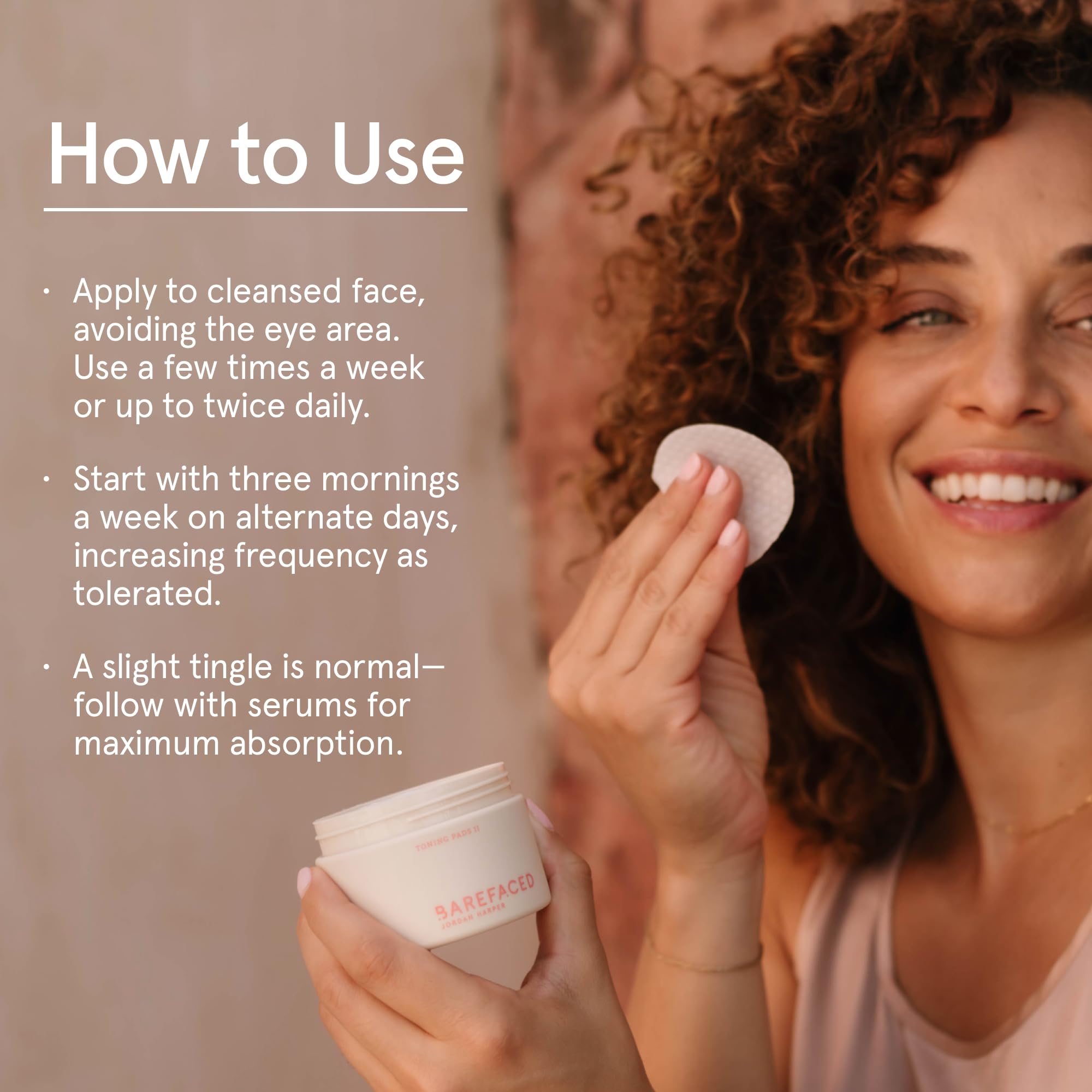 Barefaced Glow Peel Pad featuring 15 percent glycolic acid for deep exfoliation.