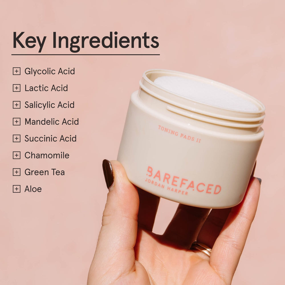 Barefaced Toning Pads II after cleansing swipe across skin for glow
