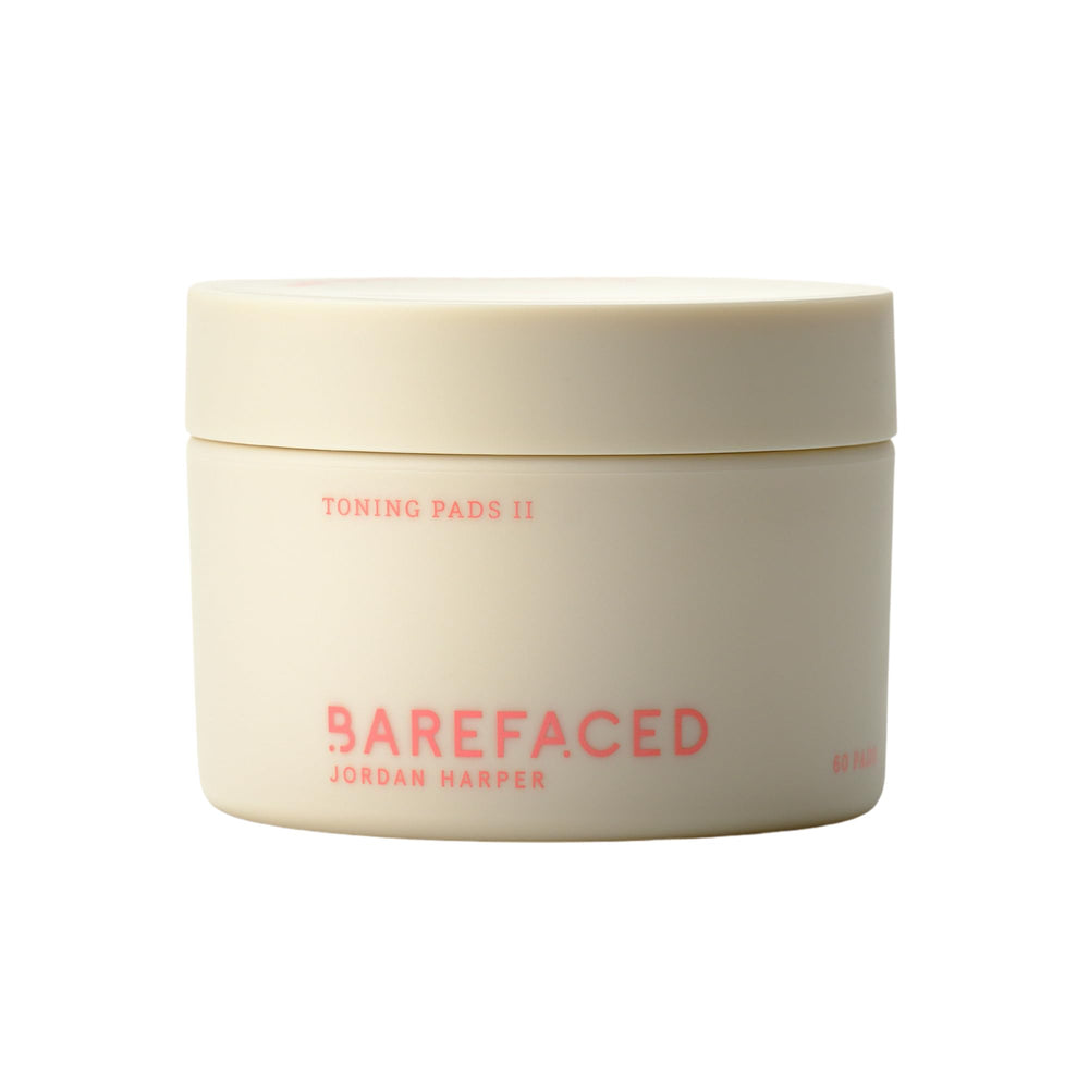 Barefaced Toning Pads II packaging closeup highlighting gentle exfoliation for brighter skin