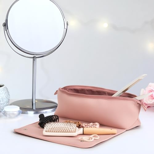 Barefoot Caribou dune-colored case provides portable, easy storage for hair tools.