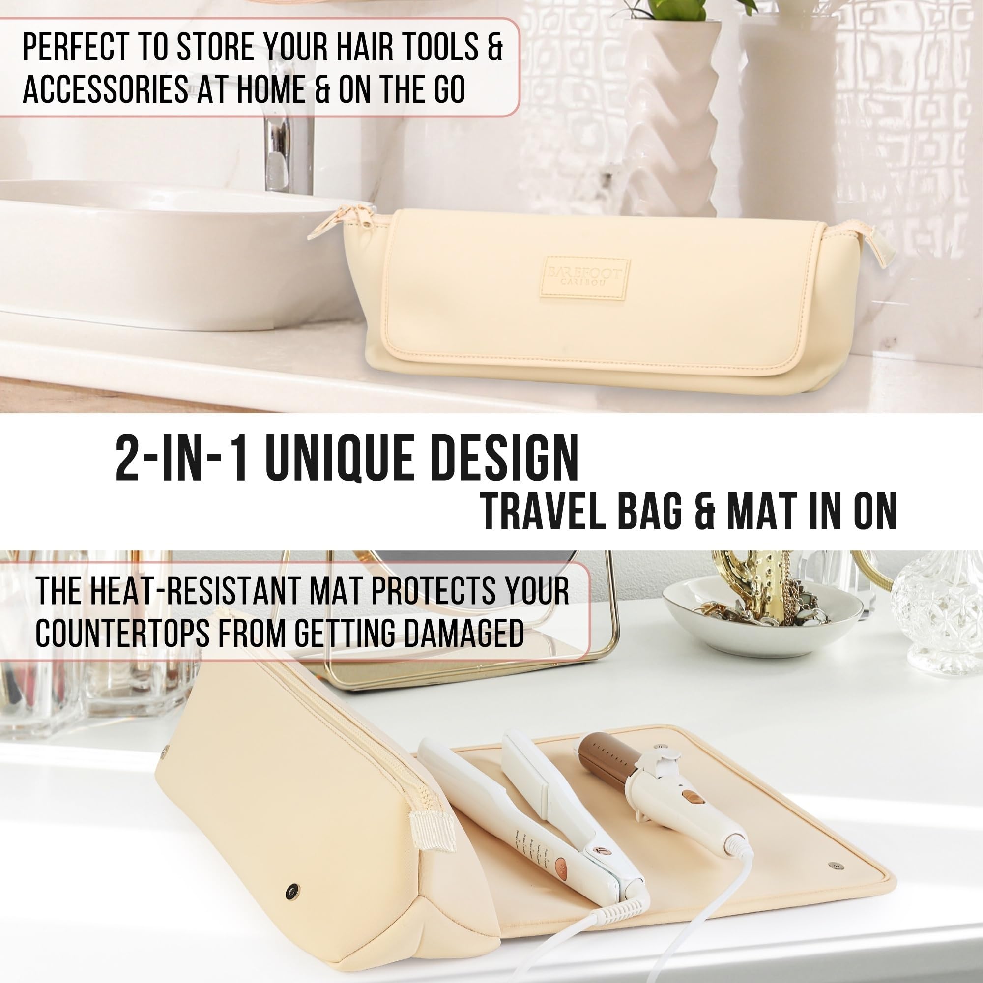 Barefoot Caribou heat-resistant pad safely holding hot tools during use