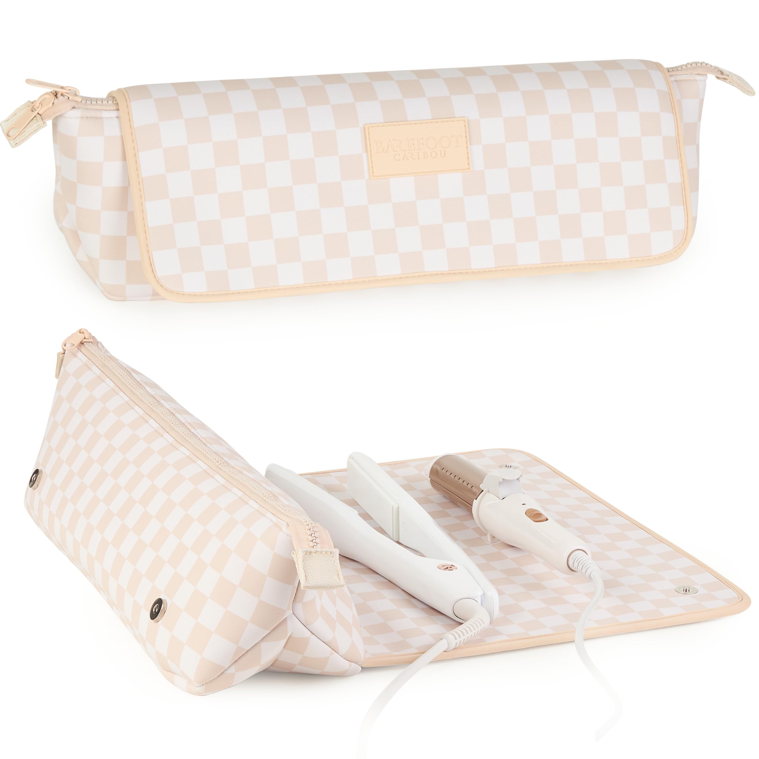Barefoot Caribou travel bag and heat resistant mat for safe, on the go styling