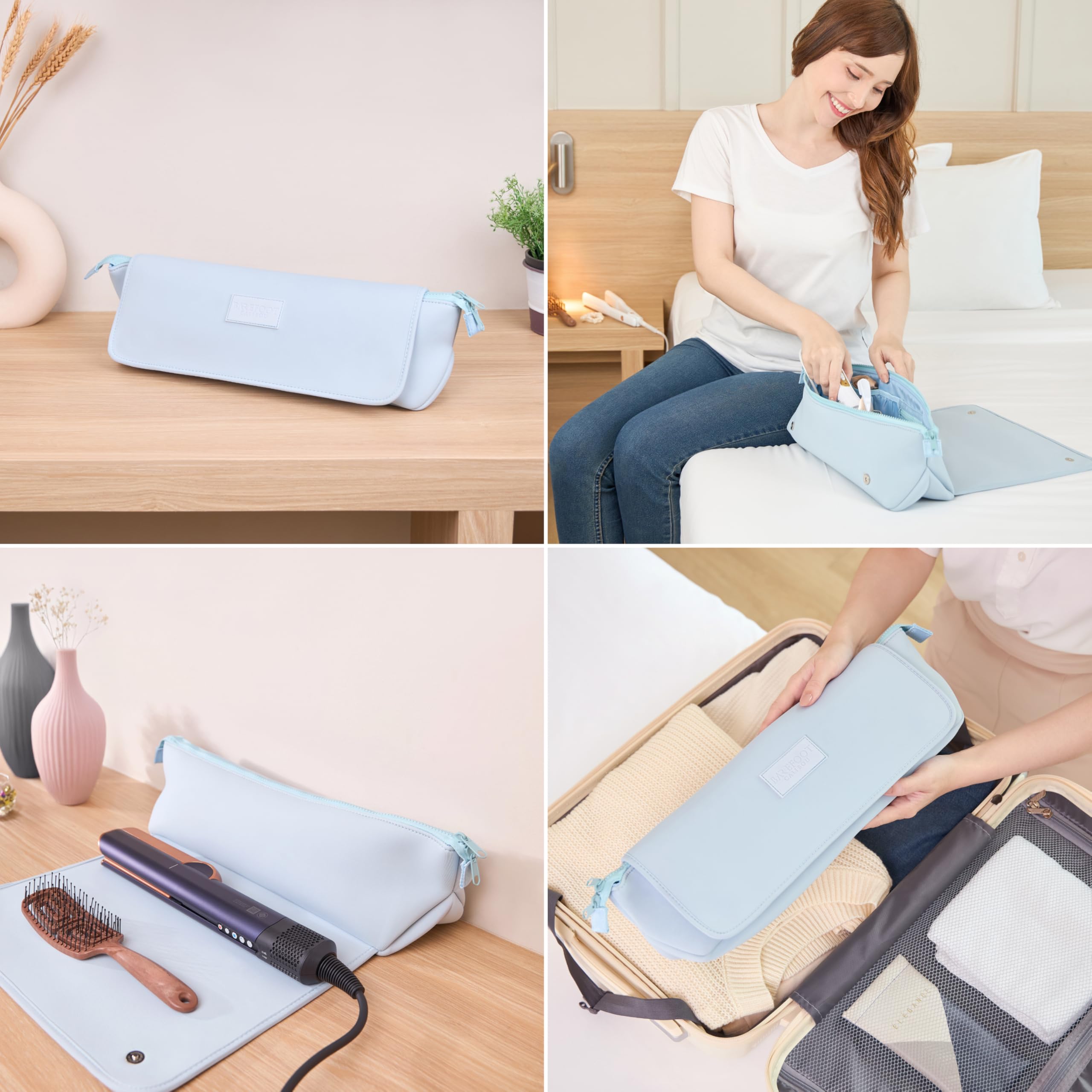 Barefoot Caribou travel bag heat-resistant padding keeps tools safe during styling sessions