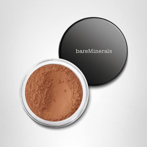 Luminous, silky finish of BareMinerals bronzer close-up on skin.