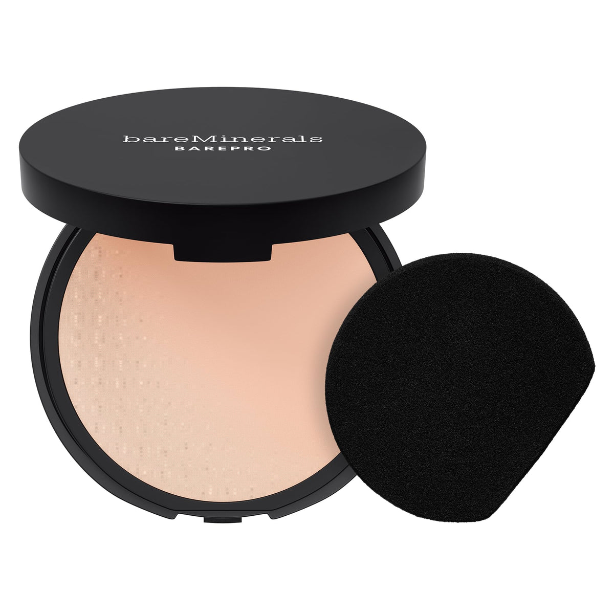 Bareminerals Barepro 24HR powder compact open shows long-wear matte finish for oil control.