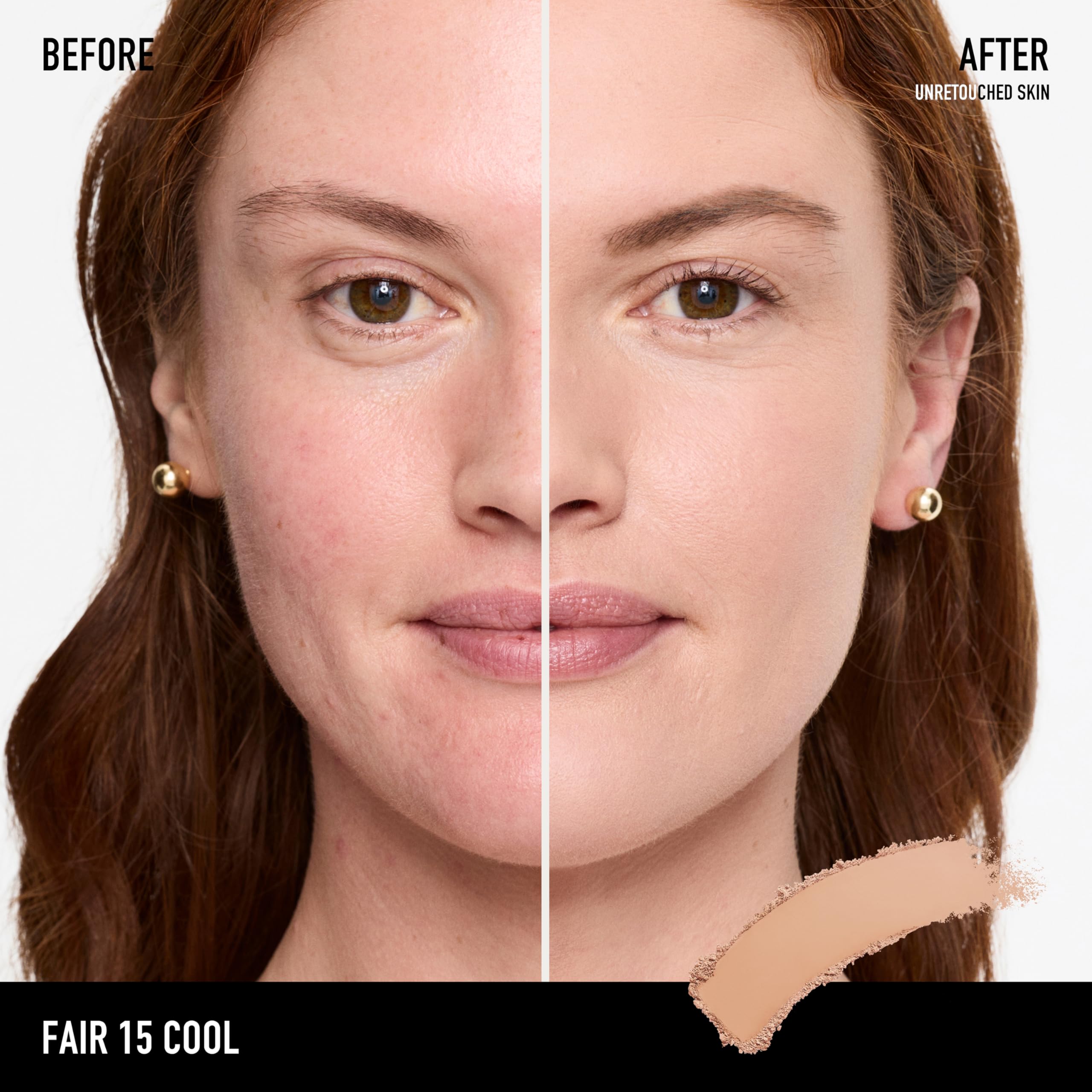 Bareminerals Barepro full-coverage swatch shows even tone and minimized pores.