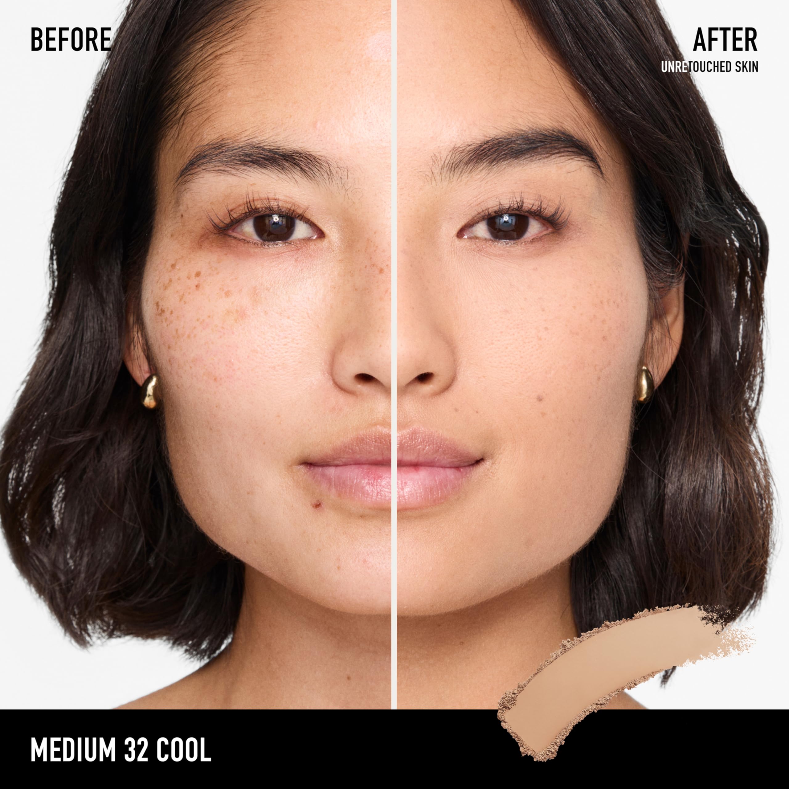 BarePro medium-32-cool swatch shows a cool-toned shade match for natural coverage.