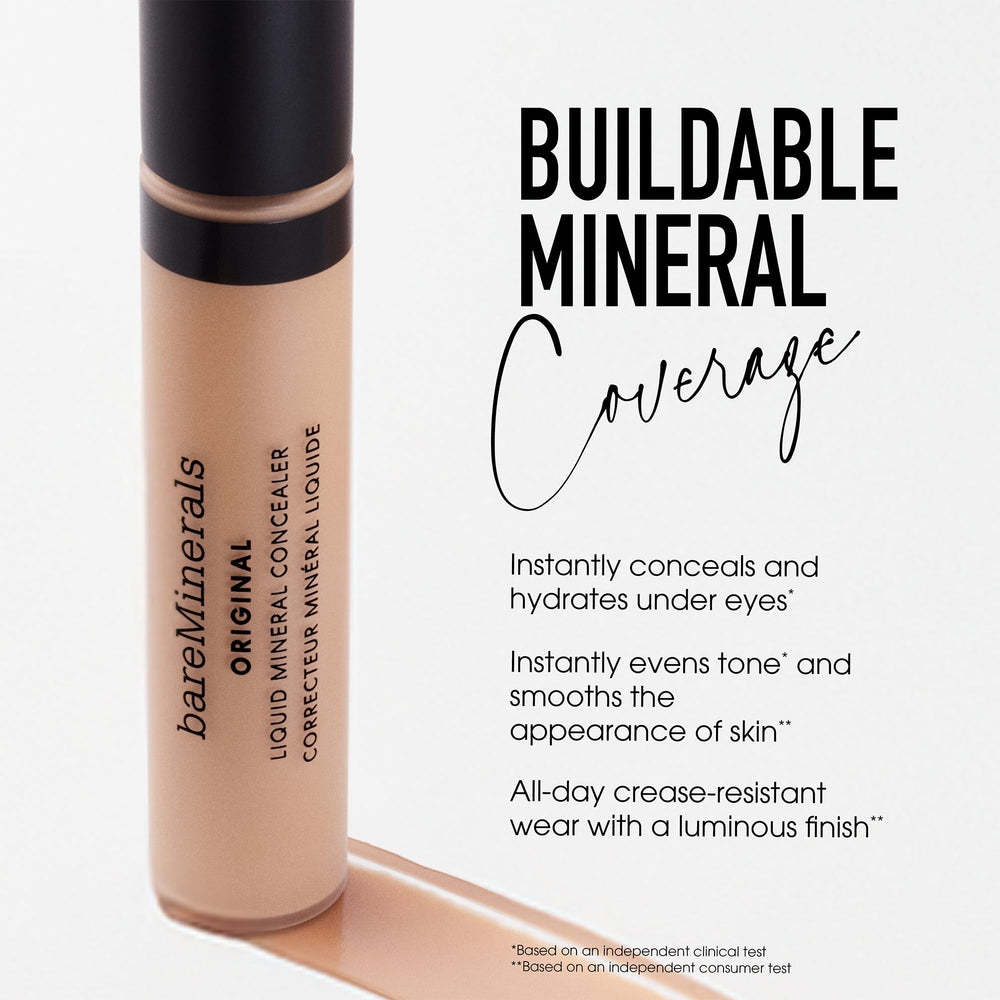 bareMinerals concealer offers a lightweight, luminous finish that minimizes fine lines.