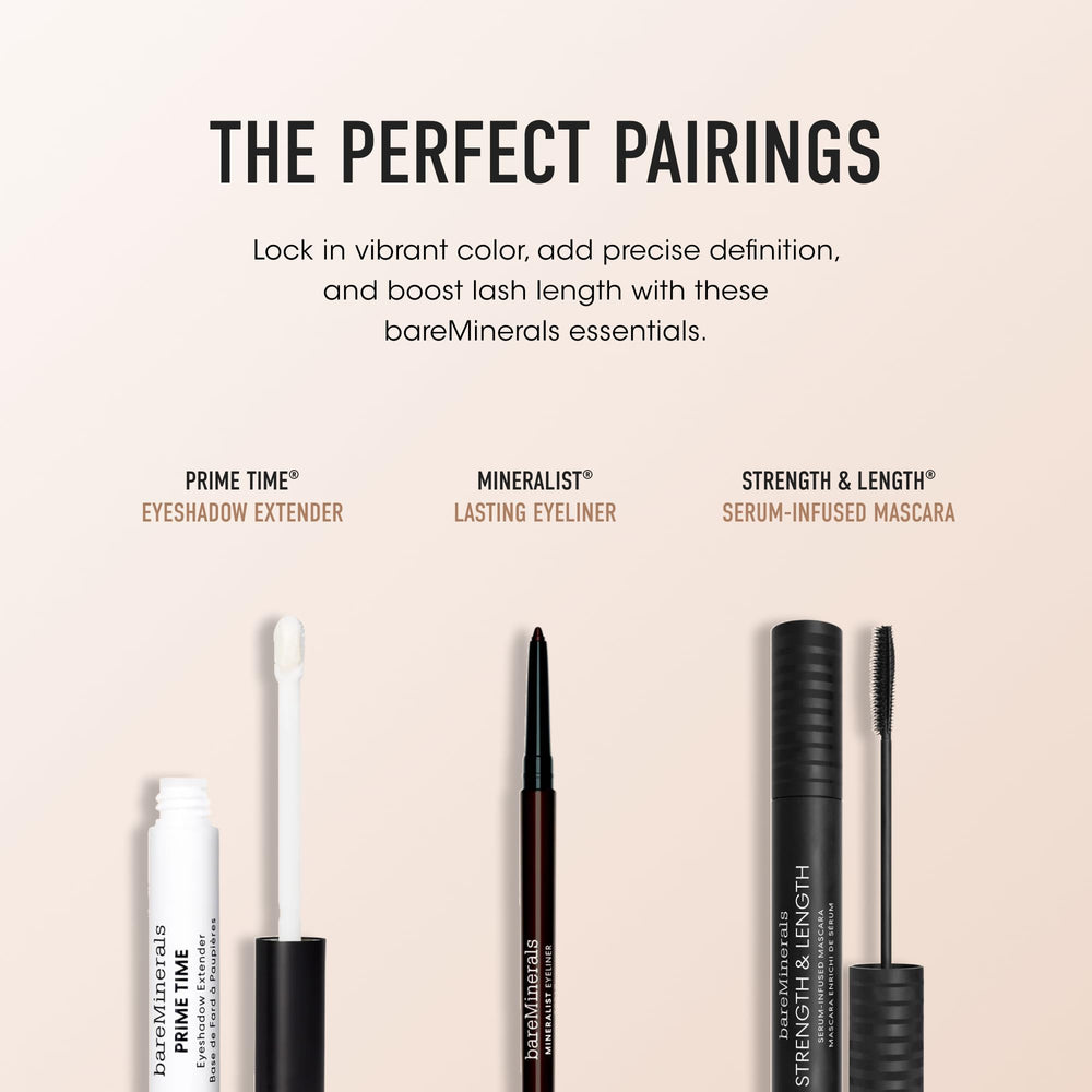 bareMinerals fórmula limpia sin talco, gluten ni fragancia para ojos sensibles.