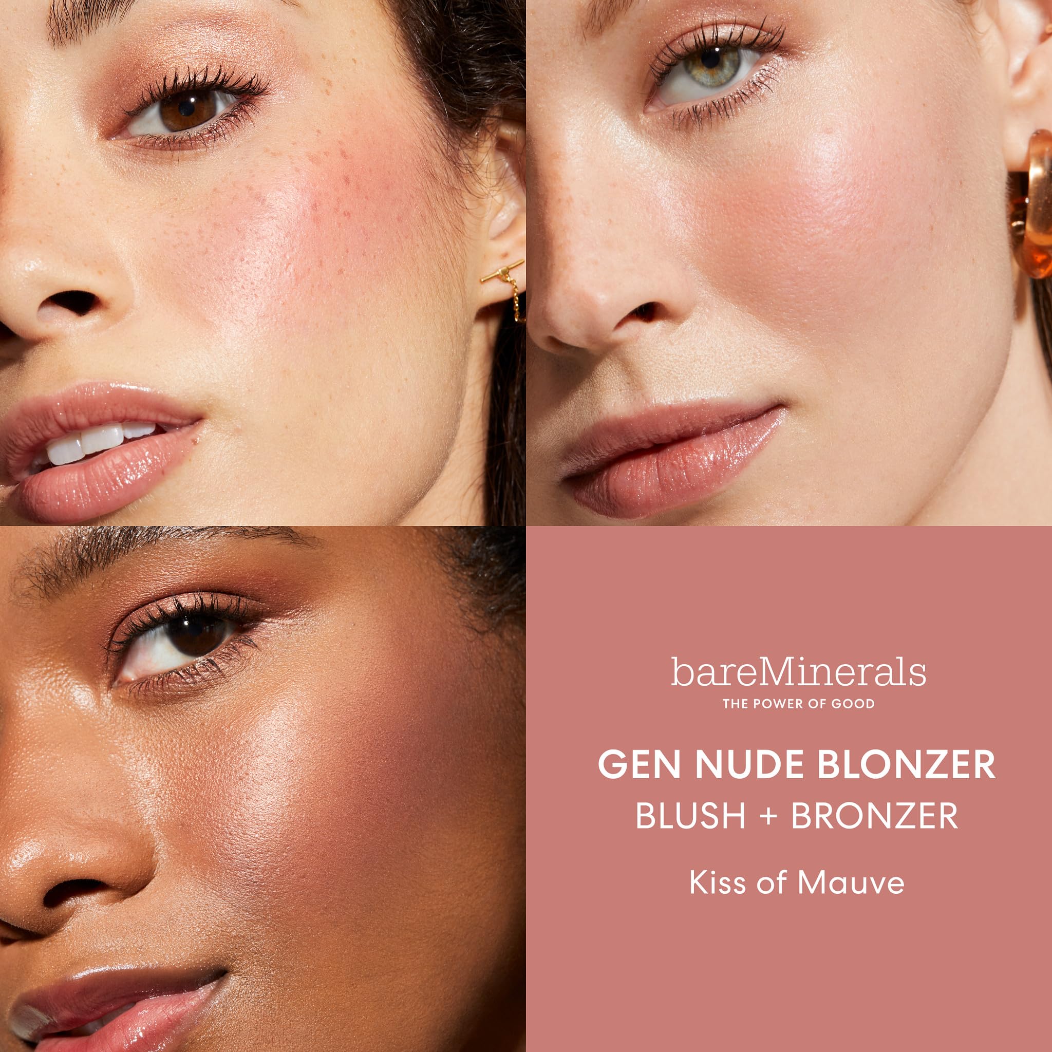 bareMinerals Gen Nude Blonzer brush-application shows smooth blending with a fluffy brush