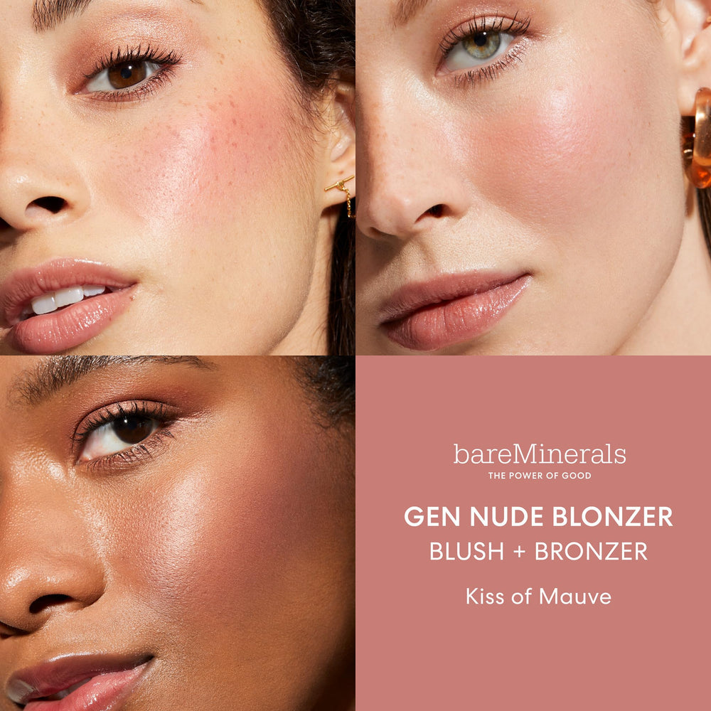 bareMinerals Gen Nude Blonzer brush-application shows smooth blending with a fluffy brush