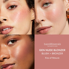 bareMinerals Gen Nude Blonzer brush-application shows smooth blending with a fluffy brush