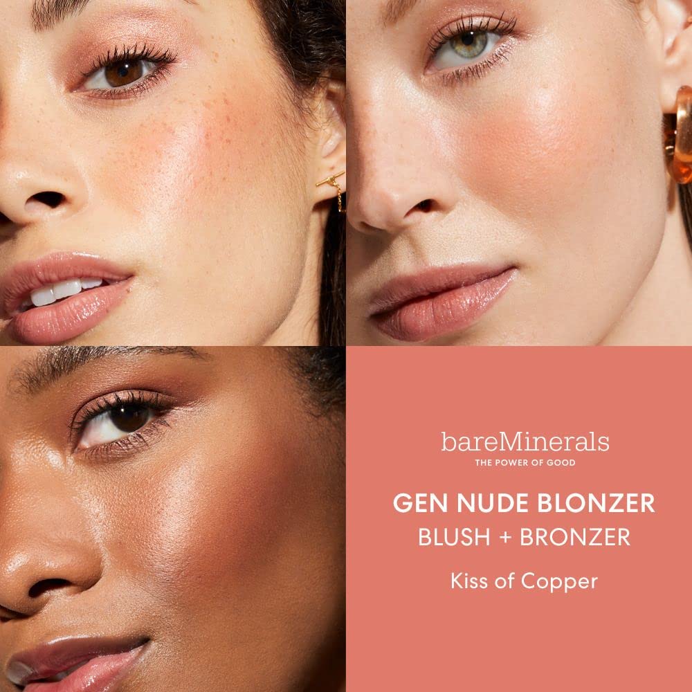 BareMinerals Gen Nude Blonzer Kiss of Copper on cheek shows buildable color.