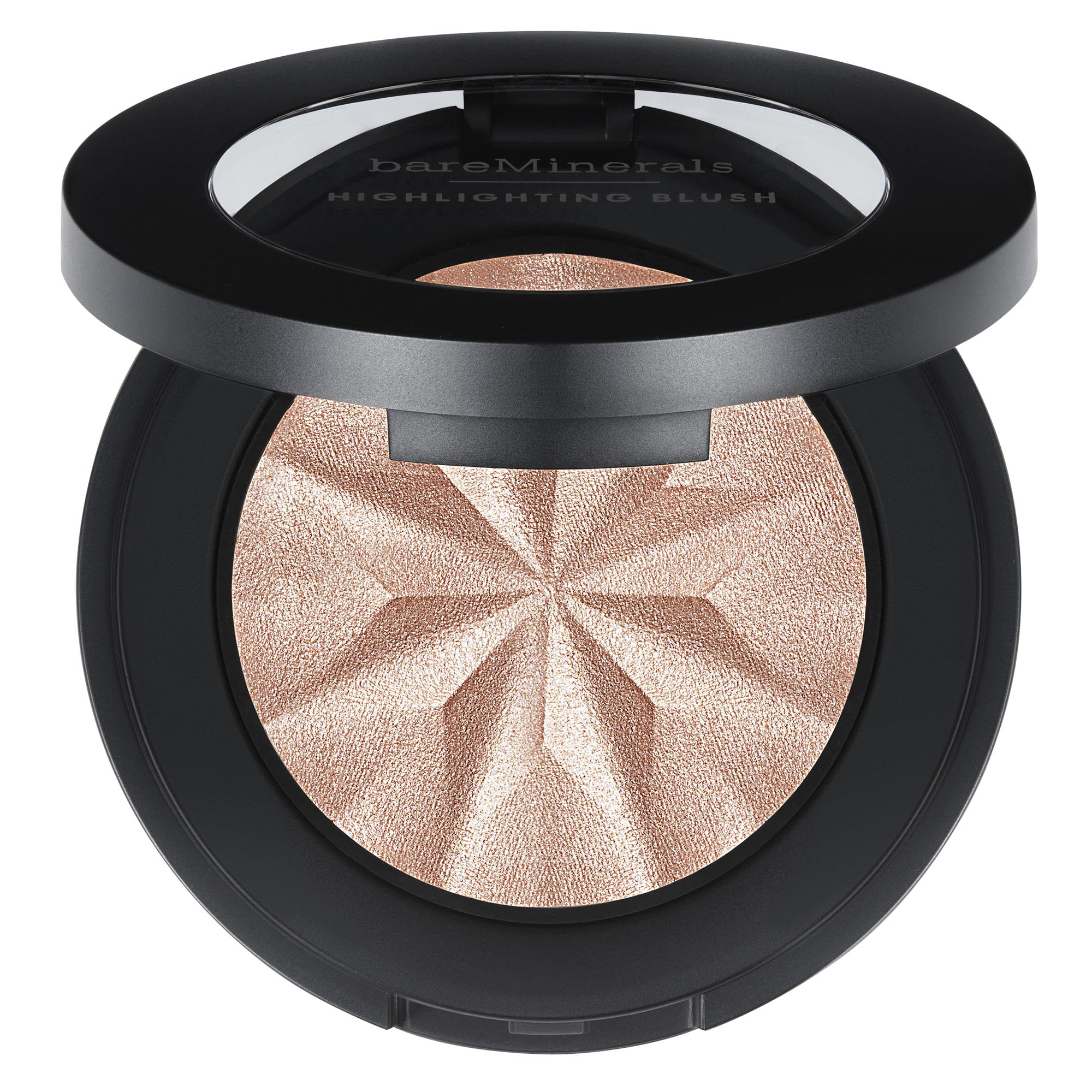 bareMinerals Gen Nude Highlighting Blush Opal Glow compact reveals silky, luminous texture.