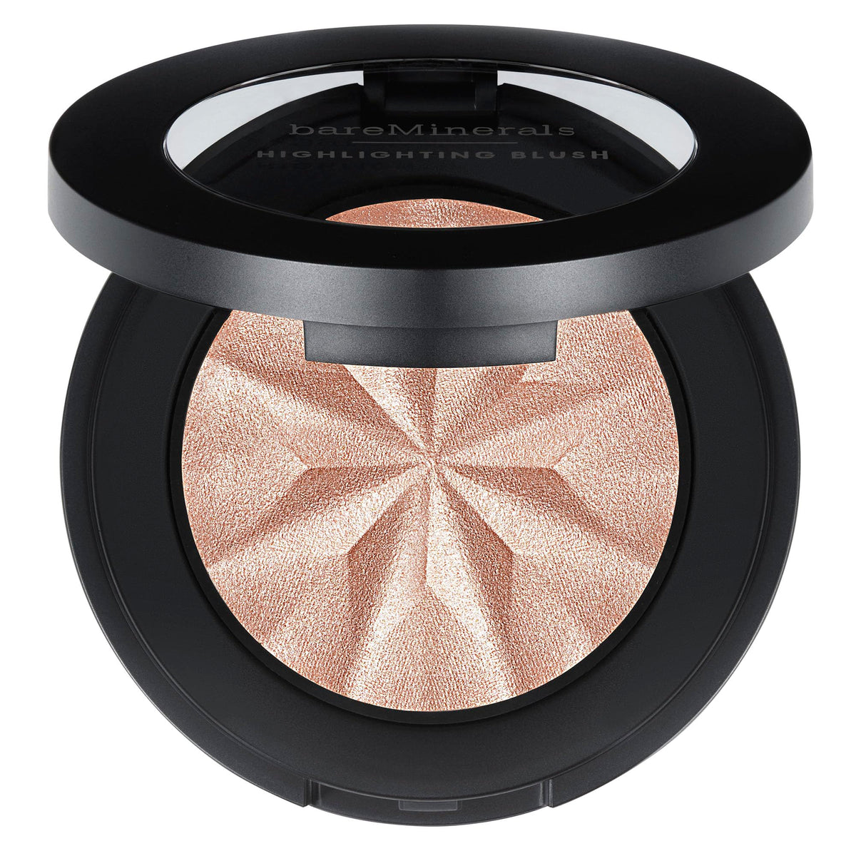 bareMinerals Gen Nude Highlighting Blush Opal Glow compact reveals silky, luminous texture.