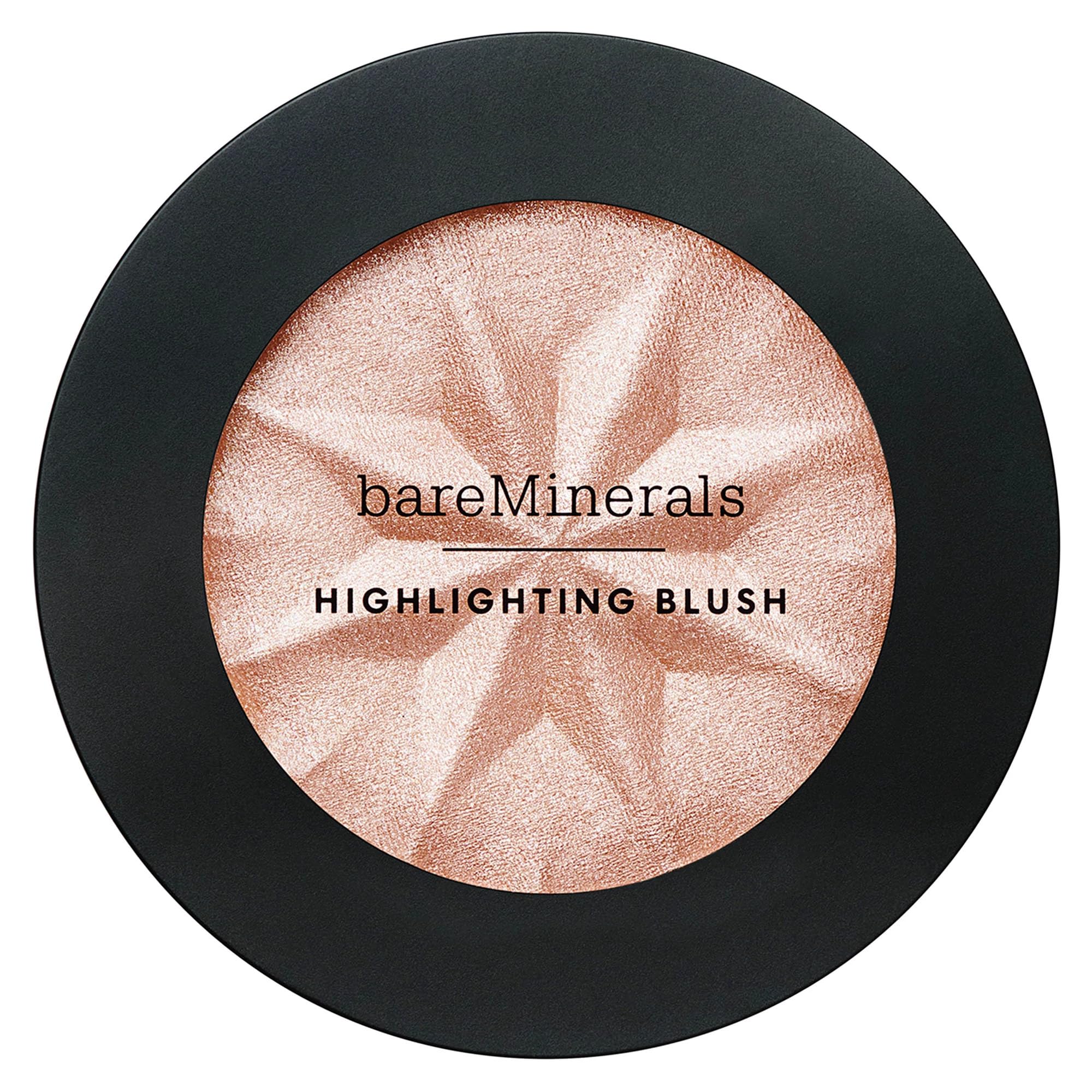 bareMinerals Gen Nude Highlighting Blush Opal Glow swatches illustrate translucent glow on skin.