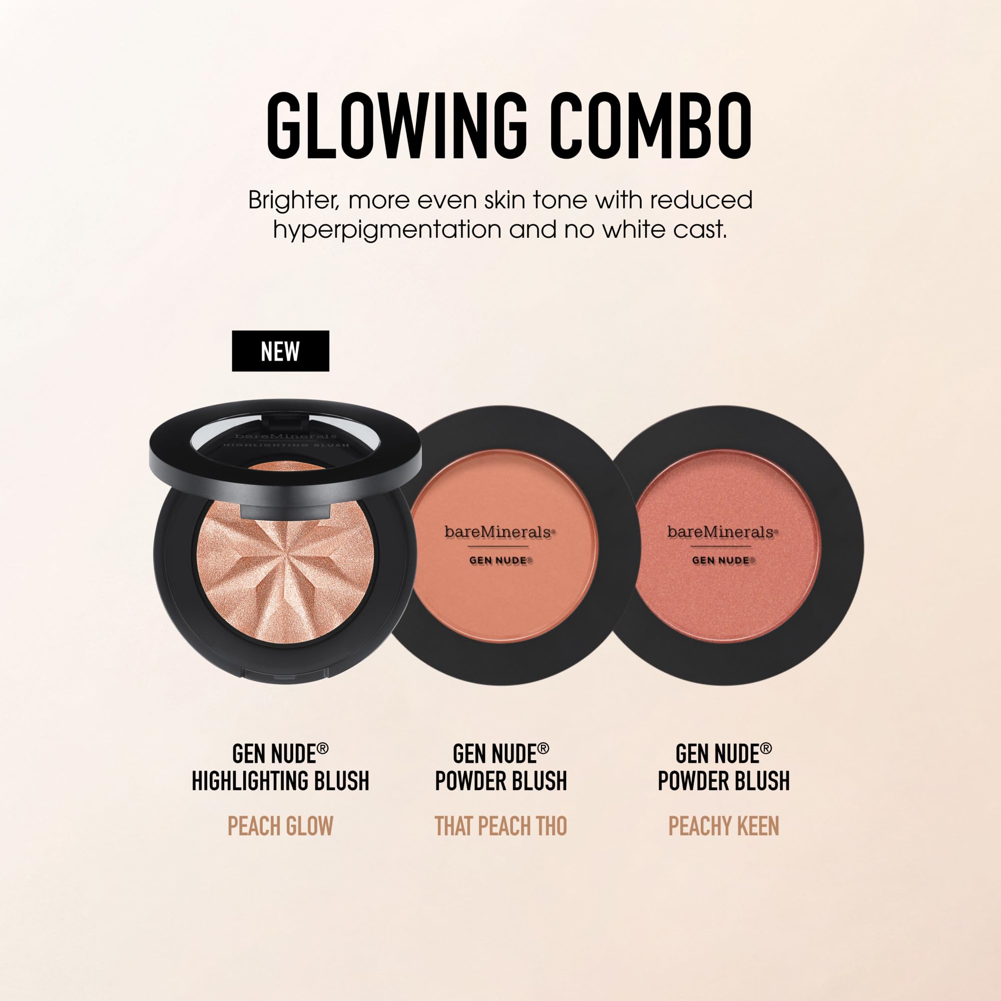 bareMinerals Gen Nude Peach Glow reveals veiled luminosity for a natural finish