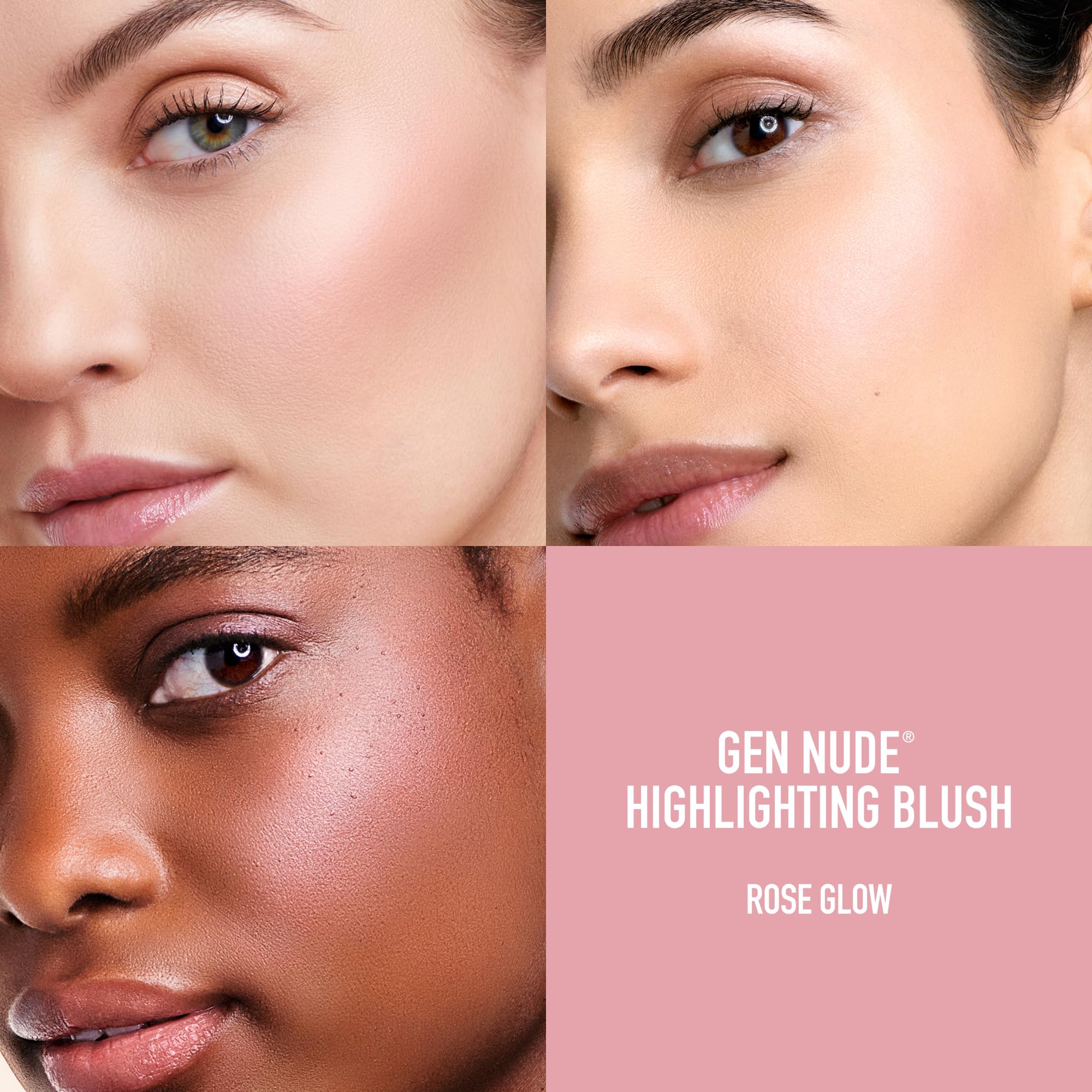 BareMinerals Gen Nude Highlighting Blush lifted appearance with upward blending technique.