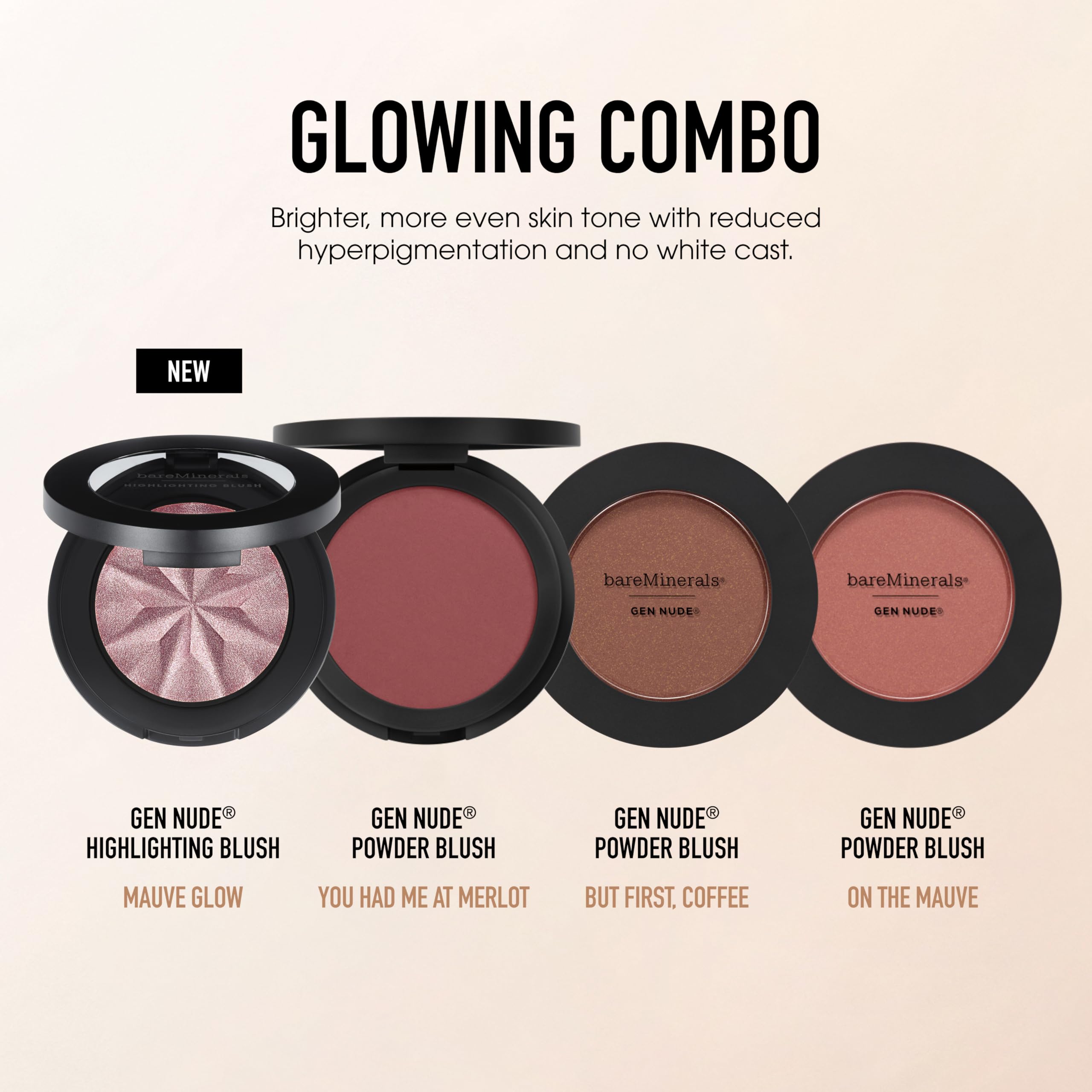 bareMinerals Gen Nude Powder Blush all-day wear look without caking or heaviness.