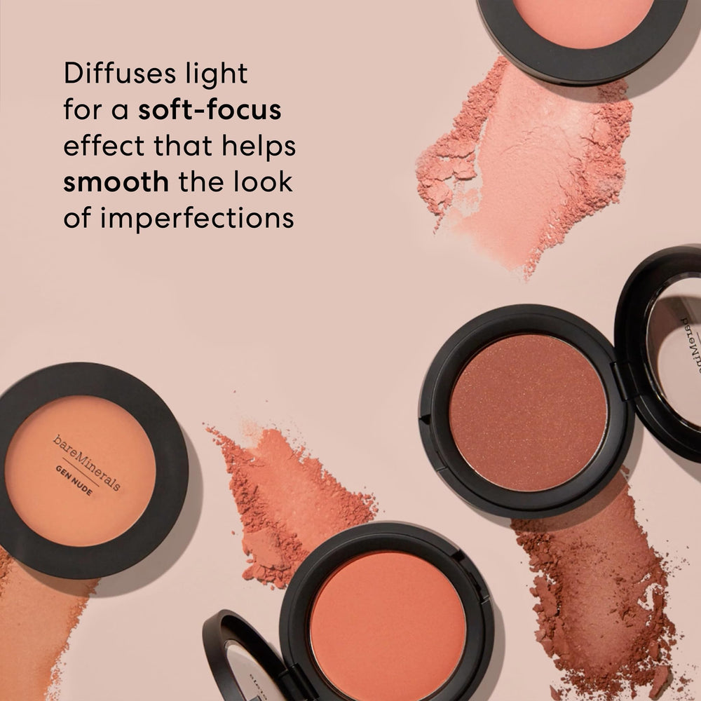 bareMinerals Gen Nude Powder Blush soft matte finish supports natural-looking contour and shading.
