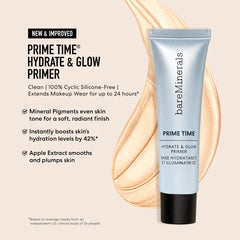bareminerals hydrate & glow primer application scene highlights smooth, prep-ready skin
