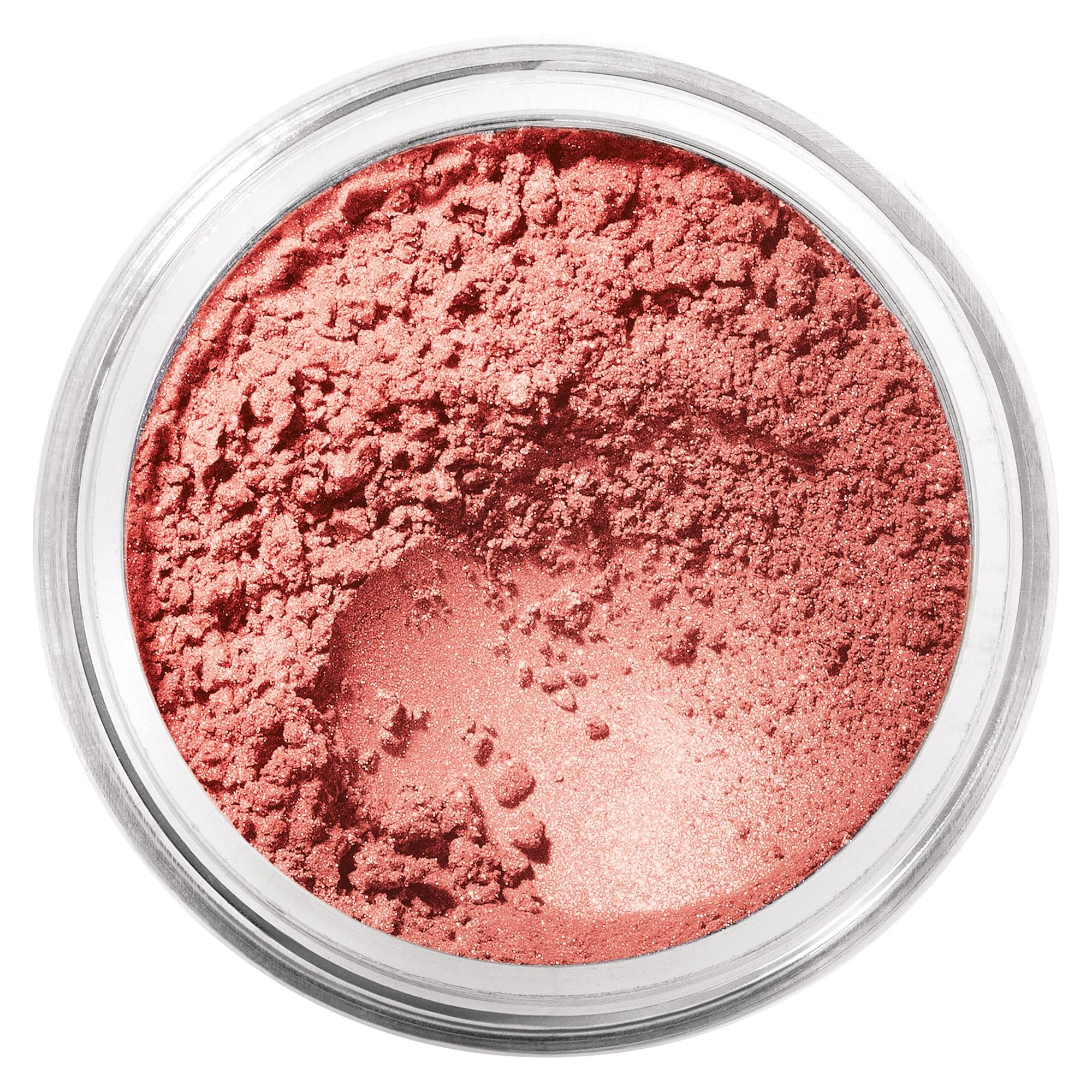 BareMinerals loose mineral powder blush Vintage Peach in the jar for a natural, radiant flush.