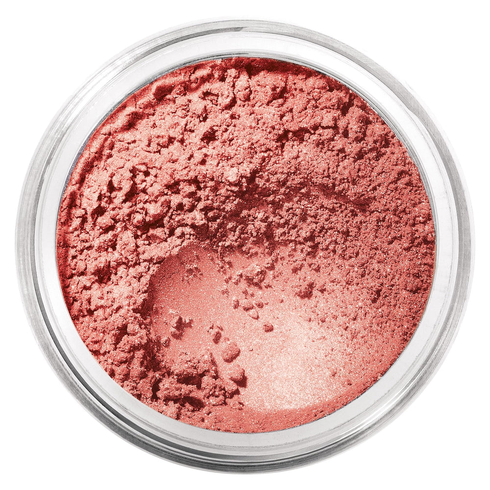 BareMinerals loose mineral powder blush Vintage Peach in the jar for a natural, radiant flush.