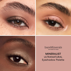 bareMinerals Mineralist Eyeshadow palette close-up highlights smooth, nourishing formulas.