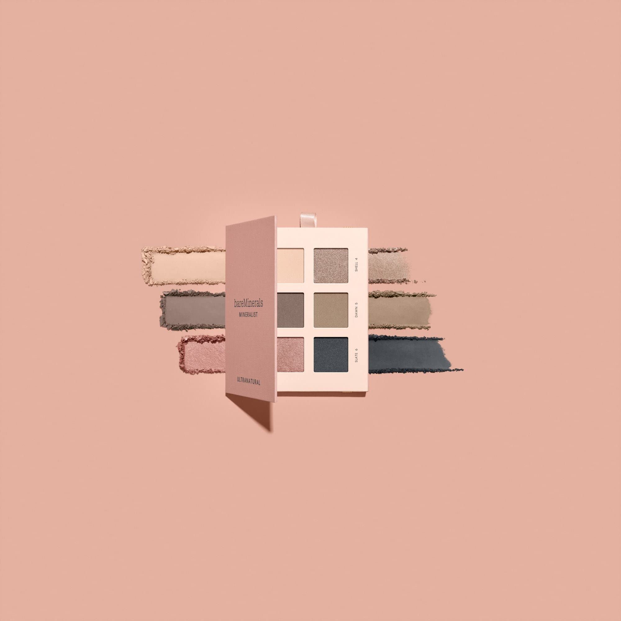 bareMinerals Mineralist Palette showing versatile look options with six shades.