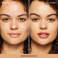 BareMinerals swatch demonstrates natural luminous finish and shade match in Medium Beige 12.