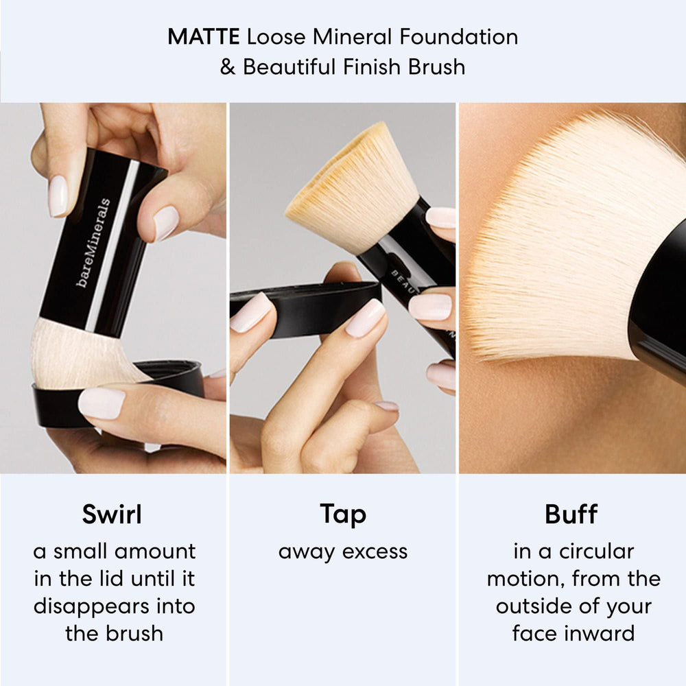 bareMinerals Original Matte Foundation packaging highlighting vegan, cruelty-free formula.