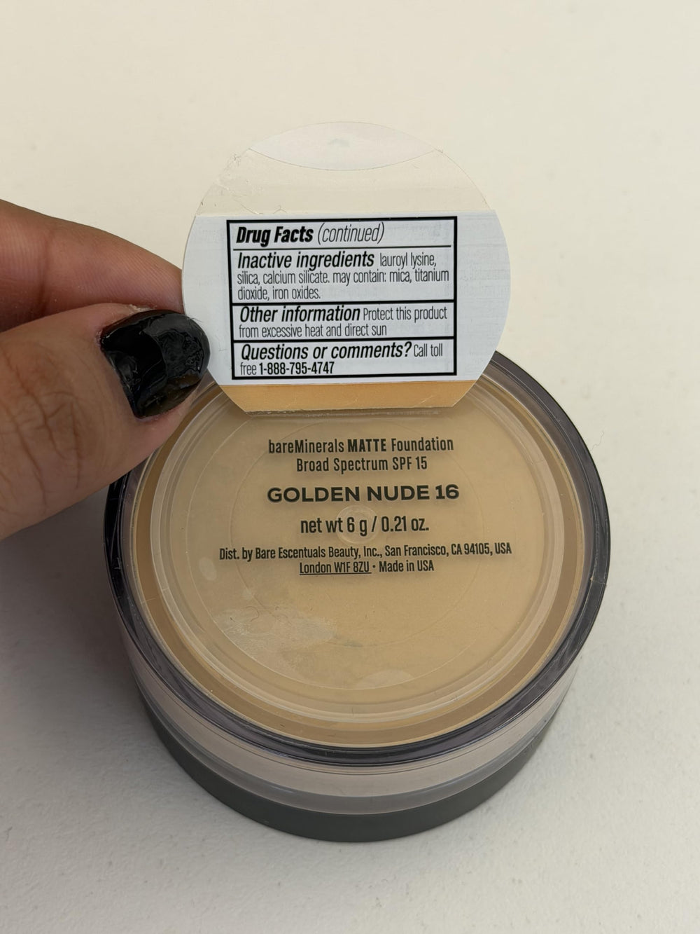 bareMinerals Original Matte Loose Foundation shade 01 fair swatch