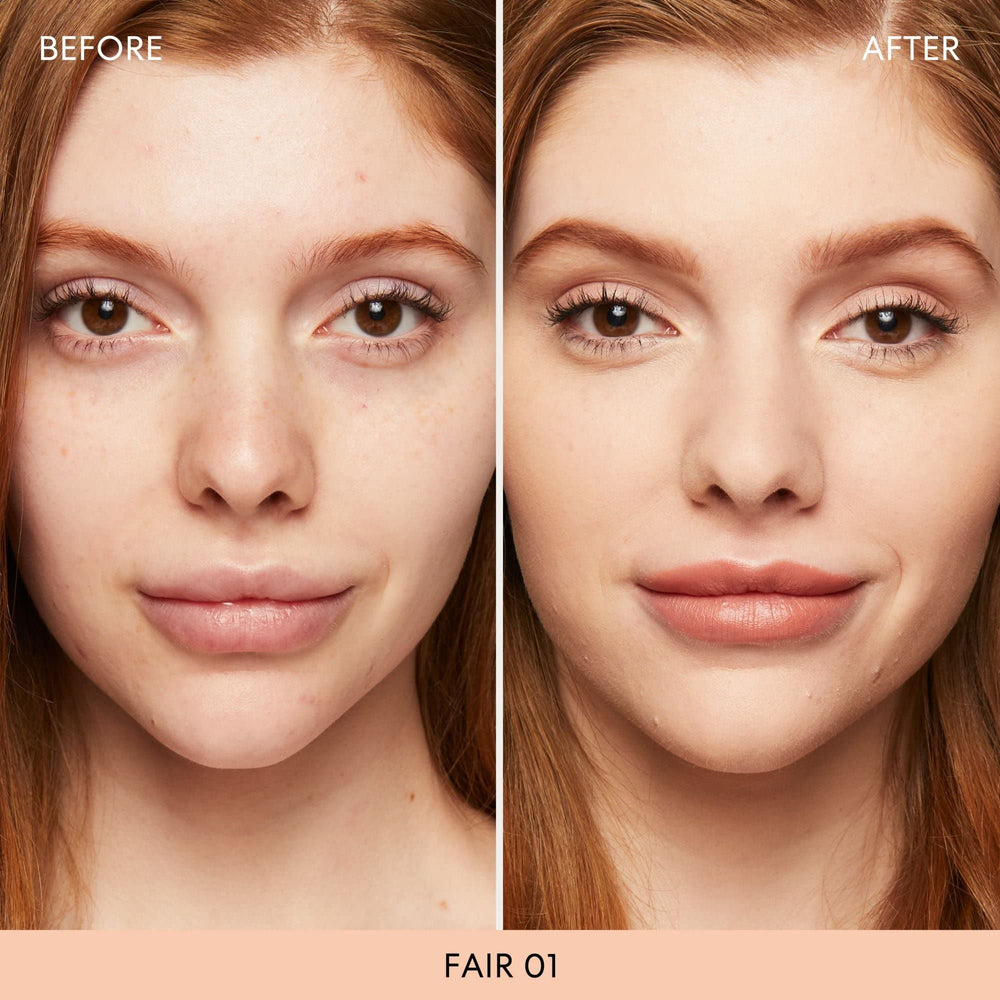 bareMinerals Original Matte Loose Foundation sifter showing even powder dispersion for coverage