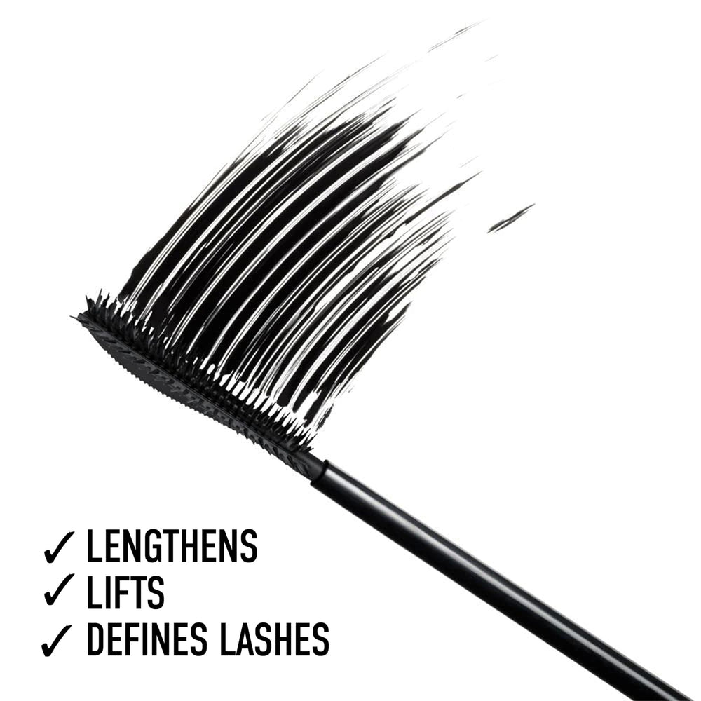 bareminerals Strength and Length Serum-Infused Mascara before and after swatch captures lengthening effect