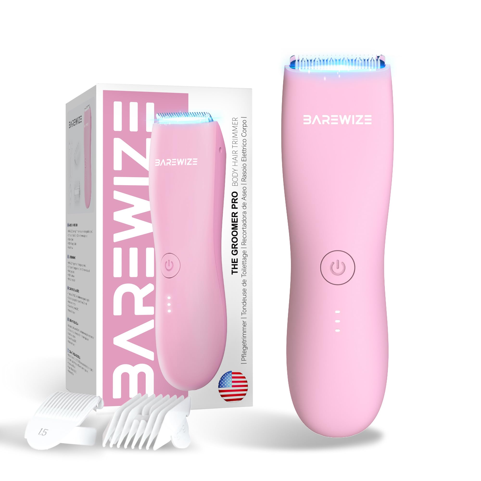 Barewize Bikini Trimmer with LED light for precise grooming in dark areas.