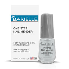 Barielle One Step Mender se aplica con brocha para reparar uñas dañadas.