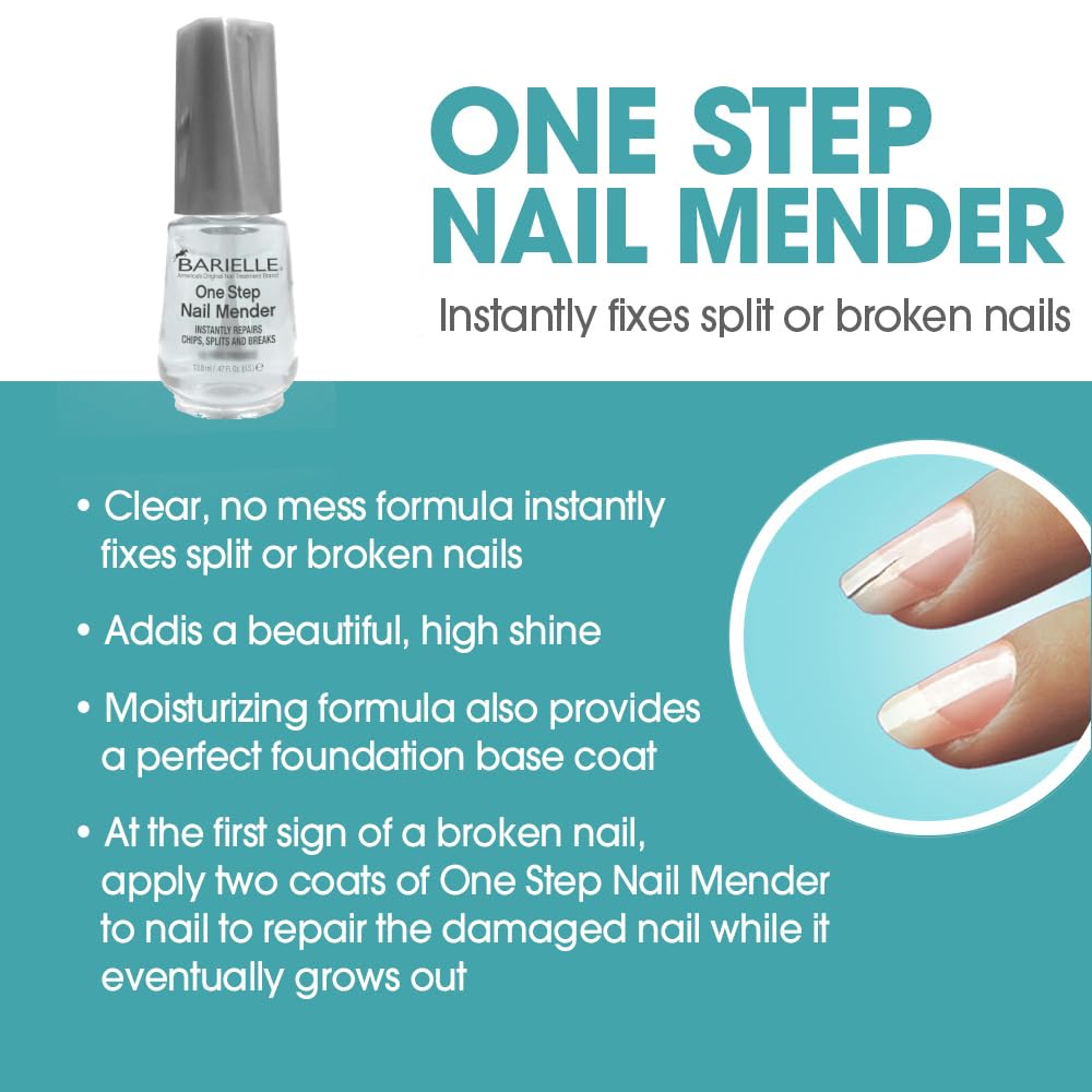 Barielle One Step Mender crea una capa base neutra para un esmalte uniforme.