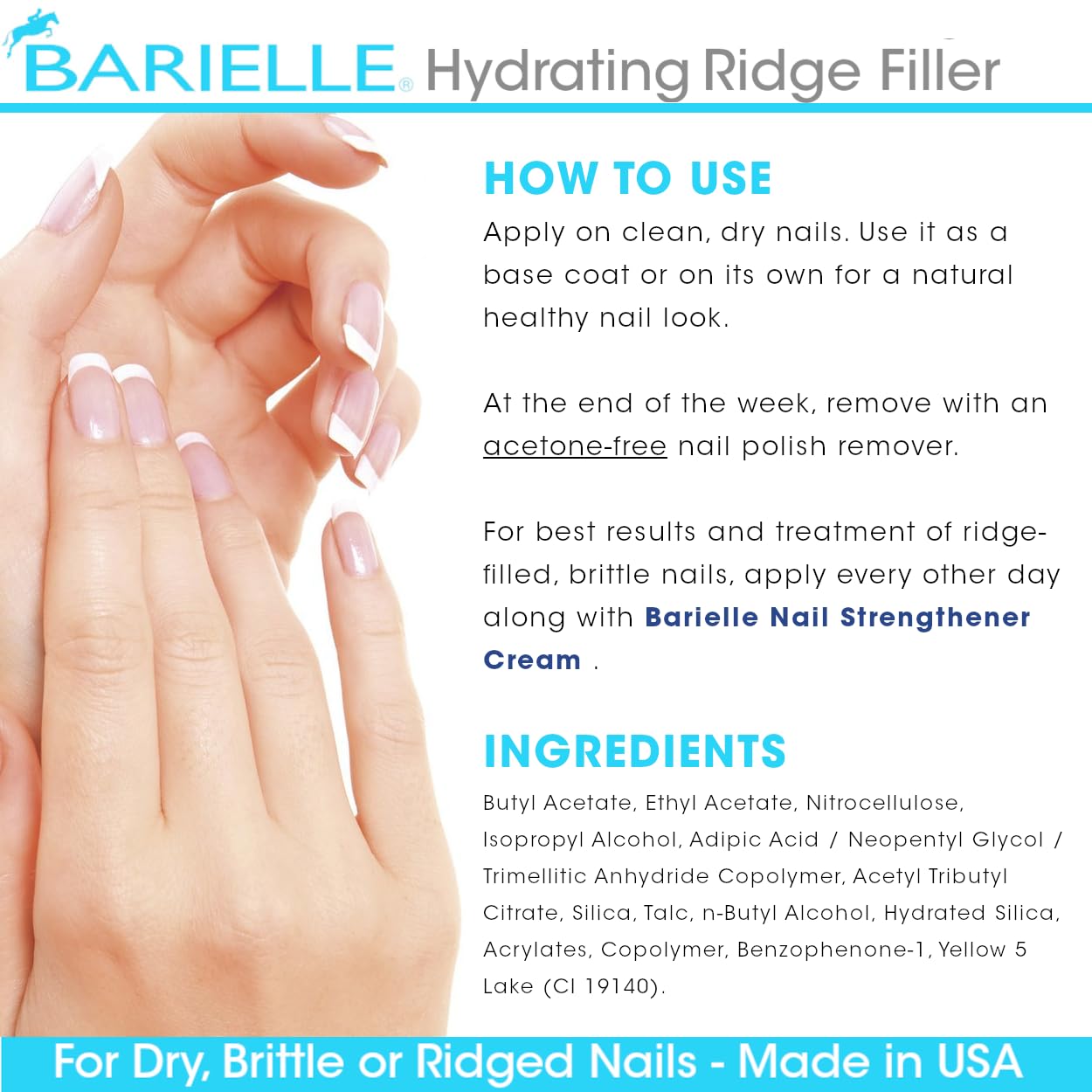 Uñas hidratadas por Barielle para una apariencia suave.