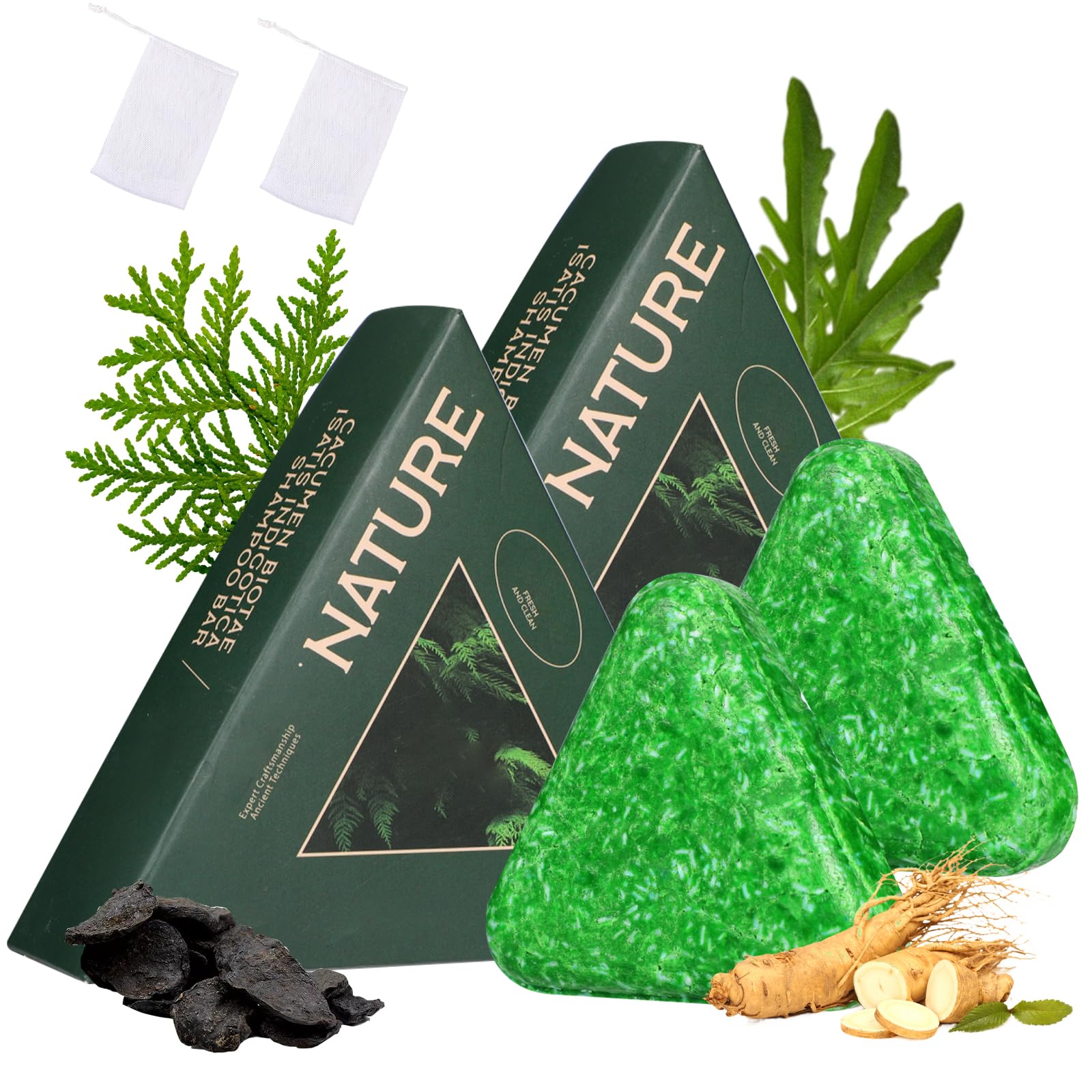 barra champu triangular natural en mano, agarre comodo para la ducha.