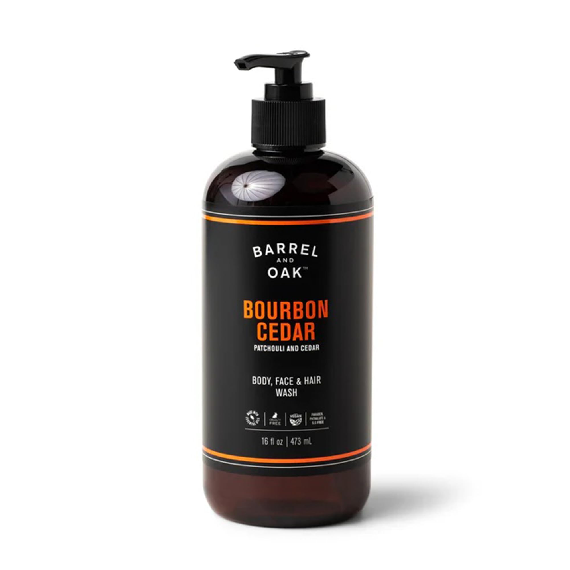 Barrel & Oak All-in-One Wash en envase elegante para cara, cuerpo y cabello.