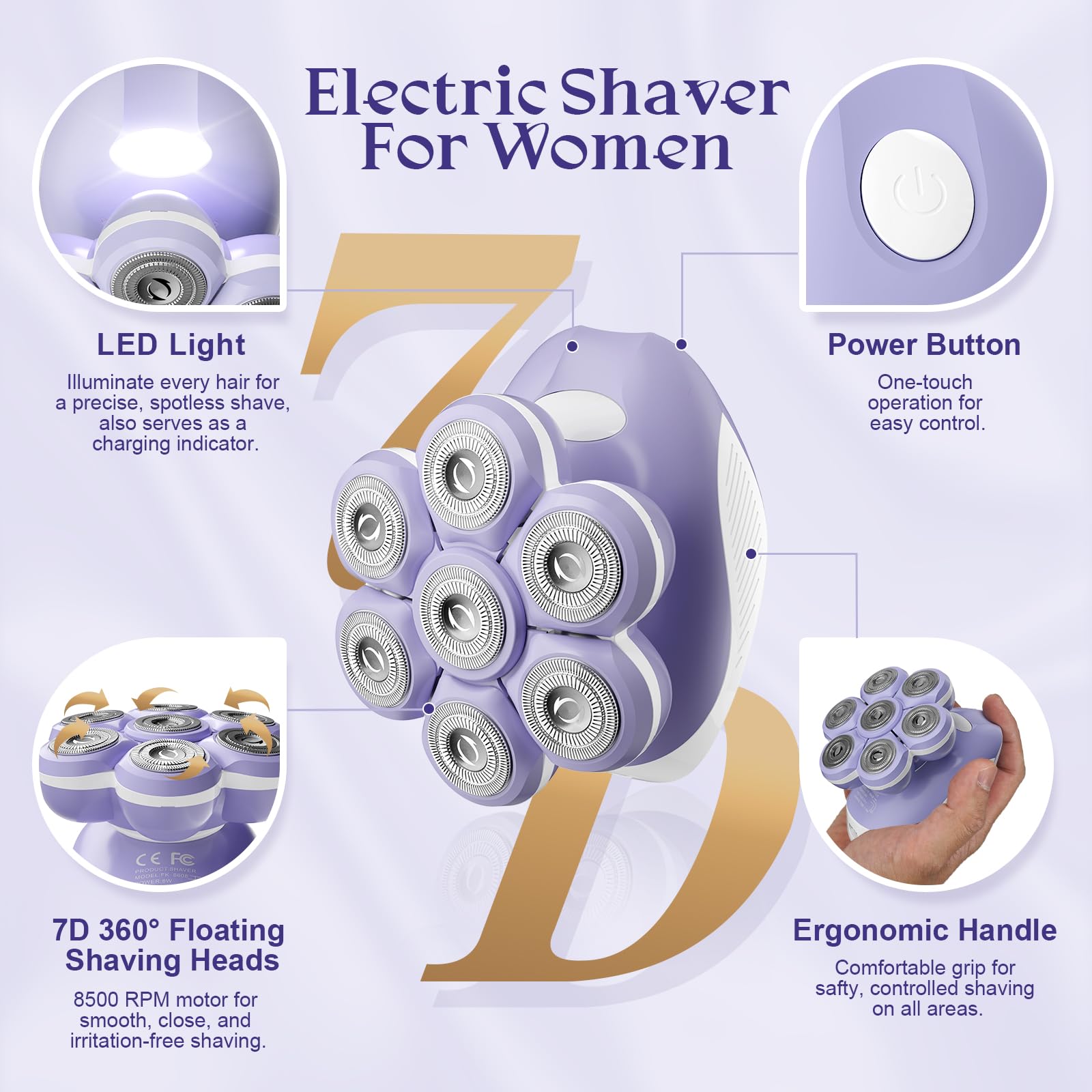 Bartrimber waterproof IPX6 shaver suitable for shower use and easy cleaning
