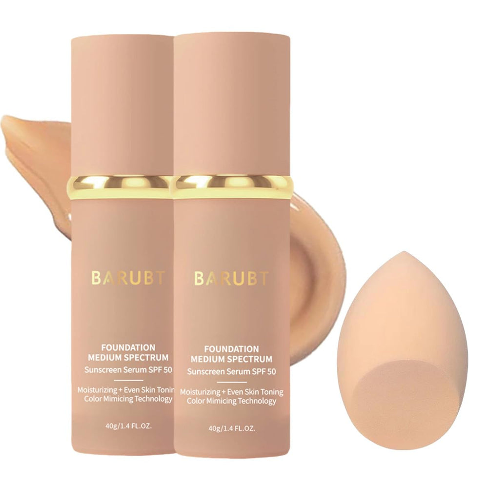 BARUBT 4 en 1 base SPF50 con ajuste de tono para un acabado uniforme.