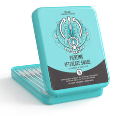 BASE LABORATORIES gel de cuidado para piercings, empaque sanitario práctico.