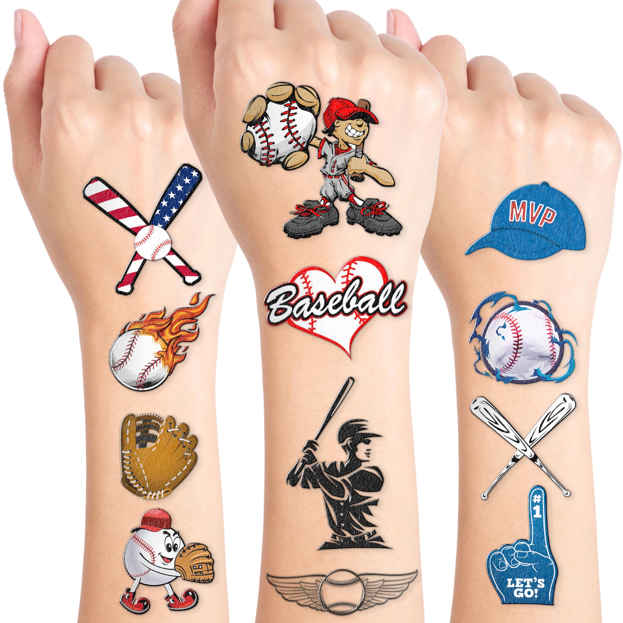 Baseball tattoos 96PCS sheet 1 for kids' party favors and prizes