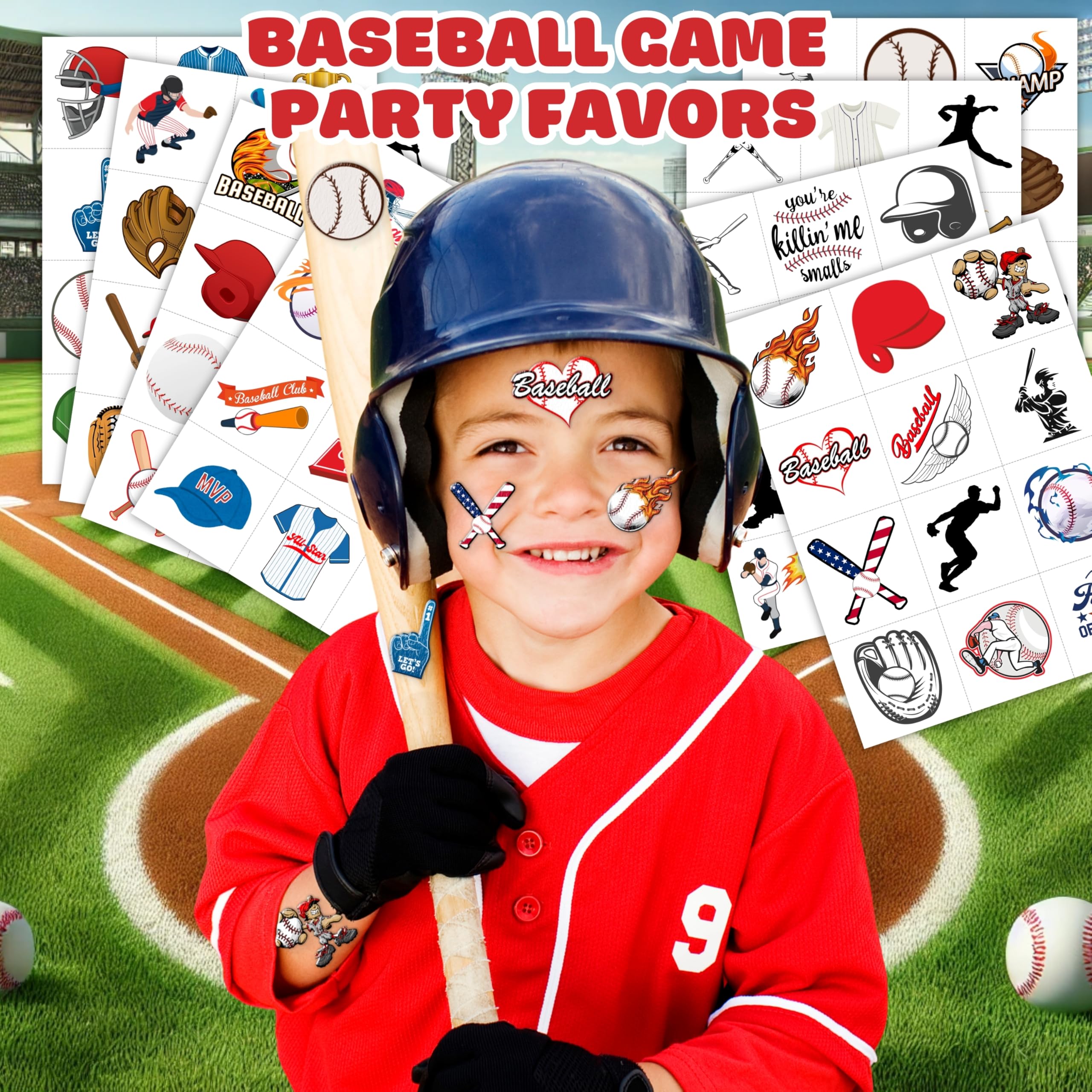 Baseball tattoos 96PCS sheet 2 perfect for classroom rewards and events